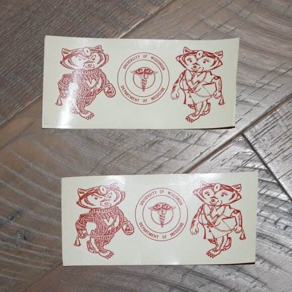 LOT Vtg University of Wisconsin Dept Medicine Bucky Badger Decal Sticker Pack - Picture 3 of 5